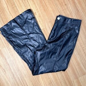 Black Faux Leather Wide-Leg Pants